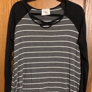 Long sleeve shirt with cross cross detail